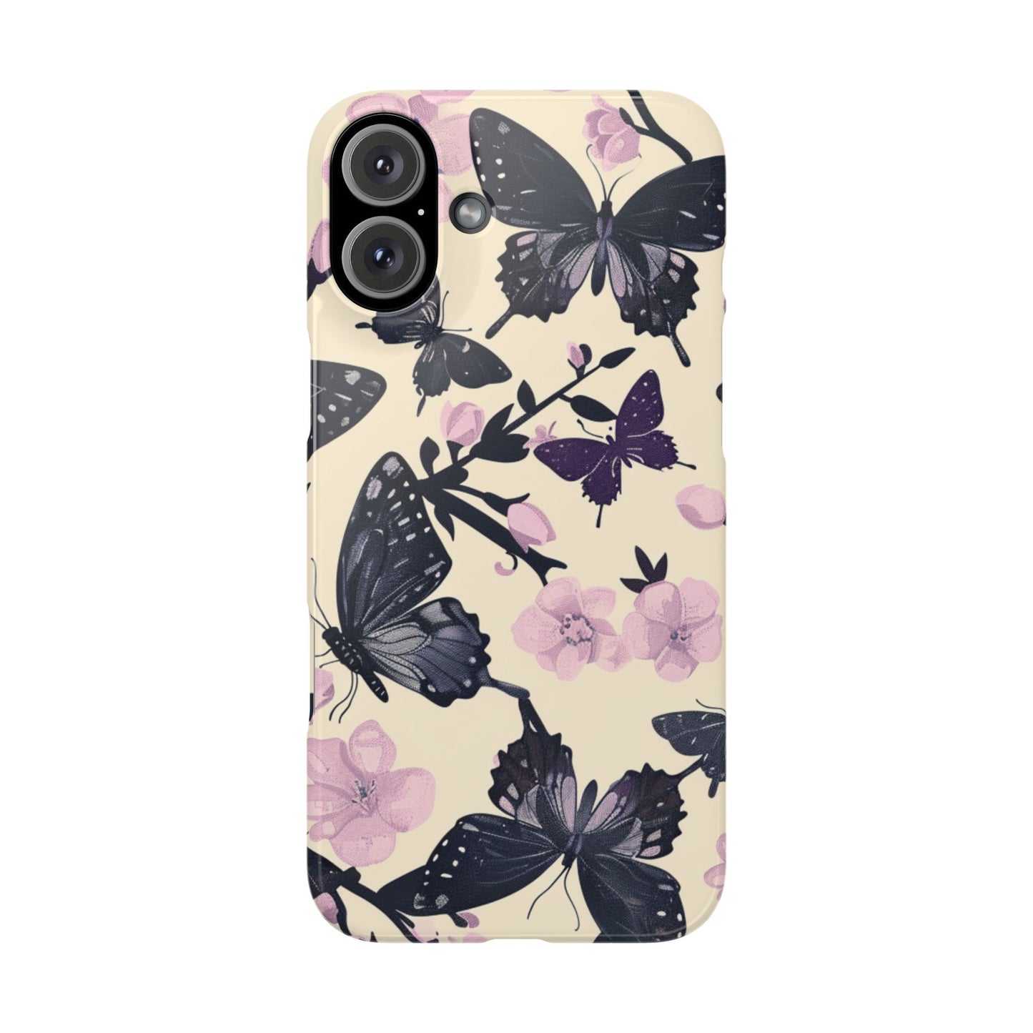Butterfly Floral Slim Phone Cases, Elegant Butterfly Design, Nature Lover Gift, Phone Accessory, Stylish Cases for Women