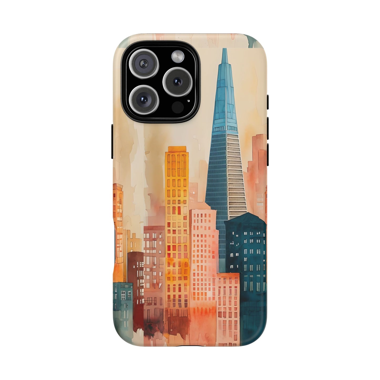 San Francisco Cityscape Tough Phone Case - Tropical Skyline Aesthetic, Sunset Beach Urban Art, Compatible with iPhone, Galaxy, and Google