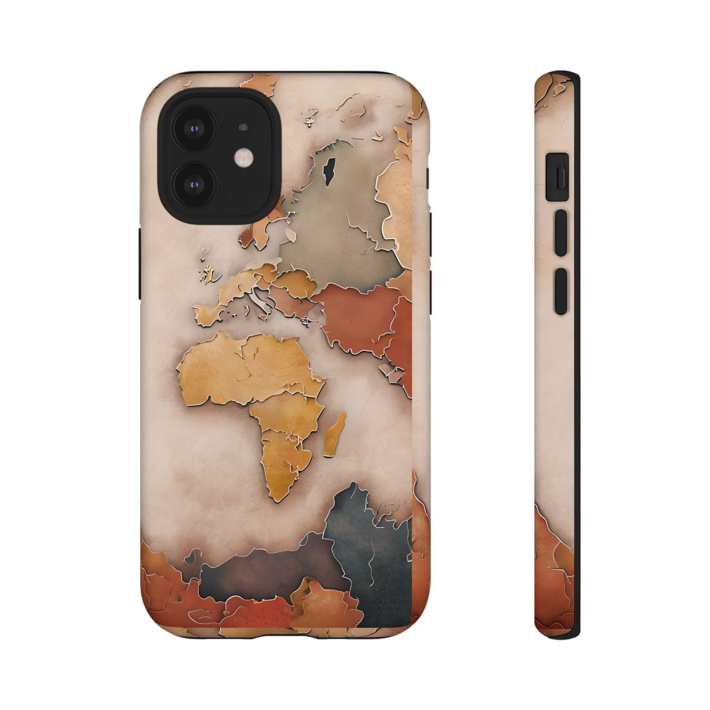 Vintage World Map Phone Case - Old World Travel Aesthetic - Antique Earth Globe Tough Phone Cover - Compatible with iPhone, Galaxy, Google
