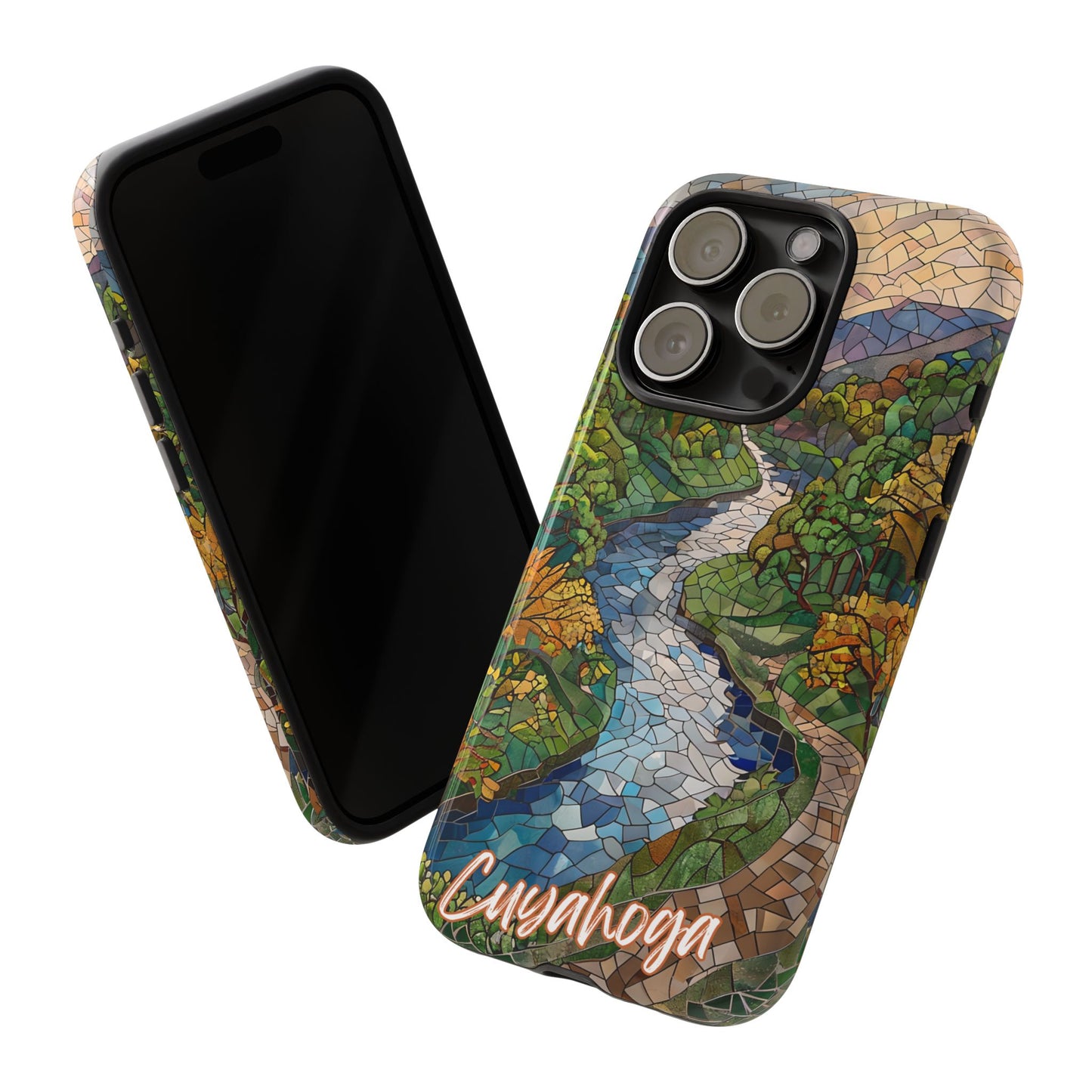 Cuyahoga Valley Mosaic Tough Phone Case - Midwest Forest Art, Scenic Nature Aesthetic, Compatible with iPhone, Galaxy, and Google Phones