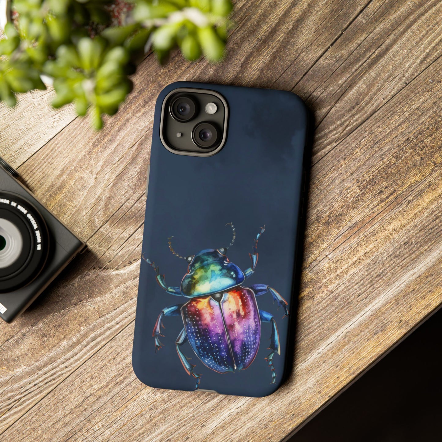 Iridescent Beetle Tough Phone Case - Insect Art Design, Nature-Inspired Pattern, Compatible with iPhone, Galaxy, and Google Phones