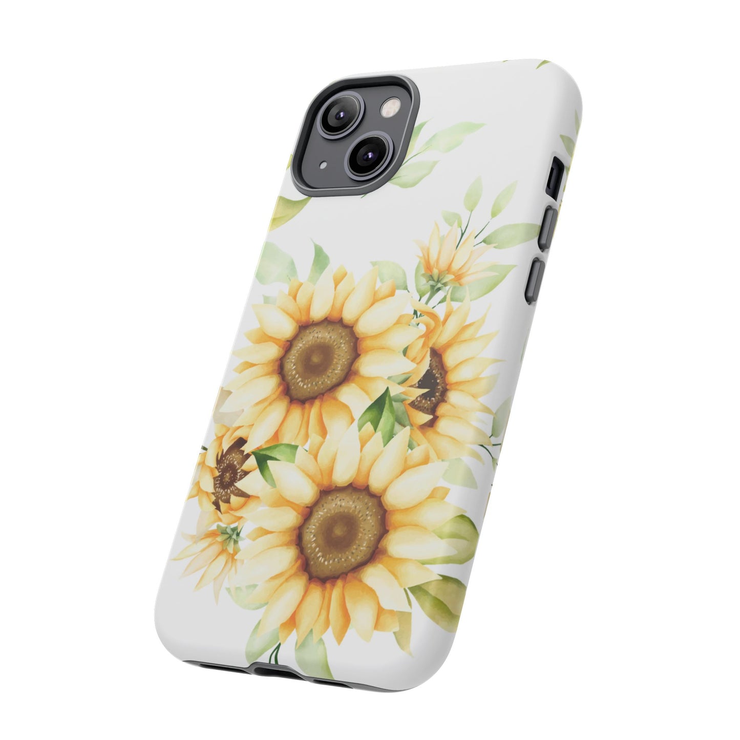 Sunflower Floral Tough Phone Case - Watercolor Botanical Art, Bright Nature Aesthetic, Compatible with iPhone, Galaxy, and Google Phones