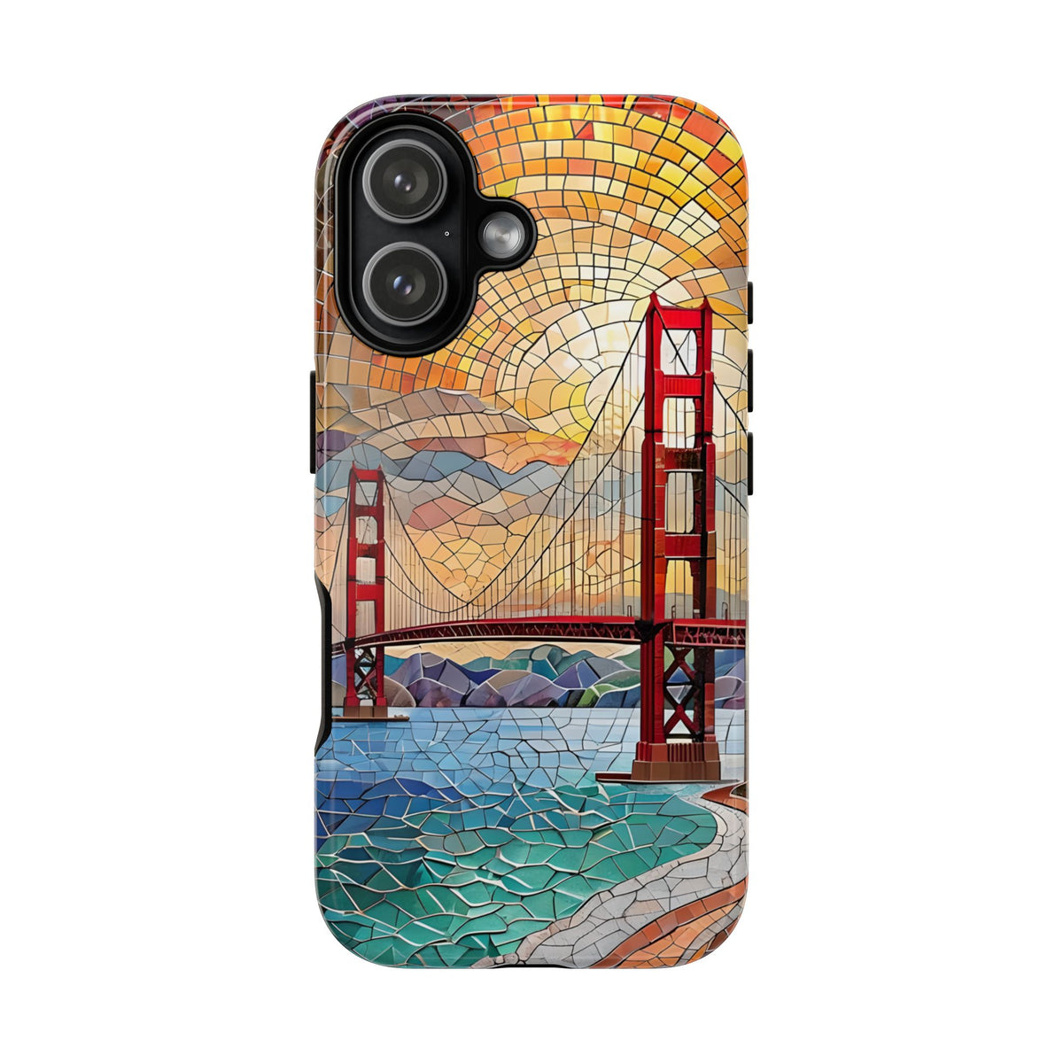 Cityscape Tough Phone Case, San Francisco Skyline Phone Cover, Sunset Glow Design Compatible with iPhone, Galaxy & Google