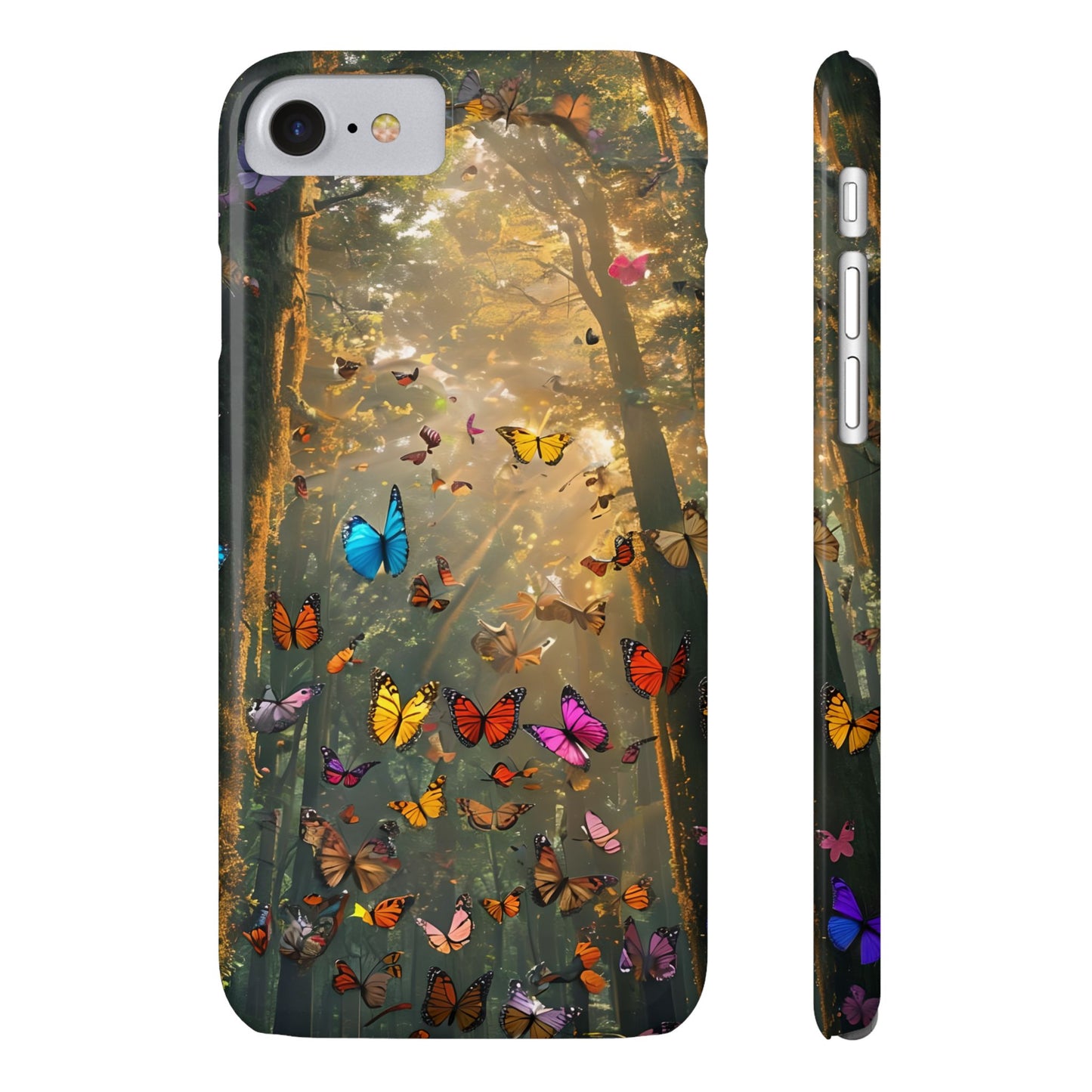 Butterfly Forest Slim Phone Cases - Nature Inspired, Colorful Phone Cover, Eco-Friendly Gift, Butterfly Lovers, Floral Design, Outdoor Vibe