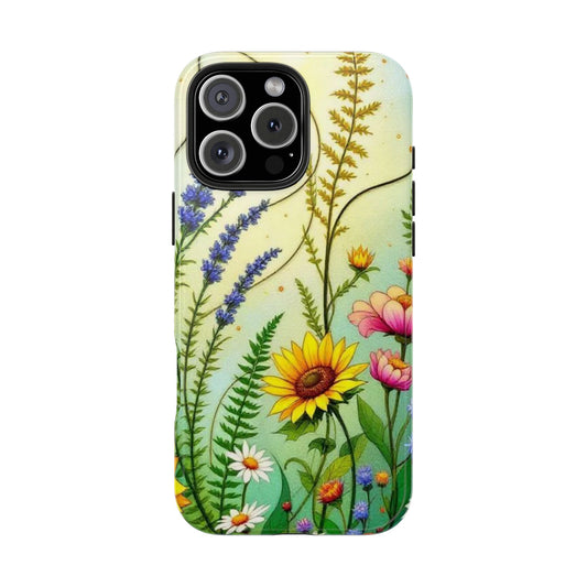 Stained Glass Wildflower Phone Case compatible with iPhone 16 15 14 13 12 11 XR XS Pro Max Samsung Floral Boho Aesthetic Protective Cover