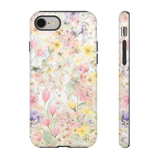 Colorful Fantasy Garden Watercolor Tough Phone Case - Cottagecore Nature-Inspired Art, Compatible with iPhone, Galaxy, and Google Phones