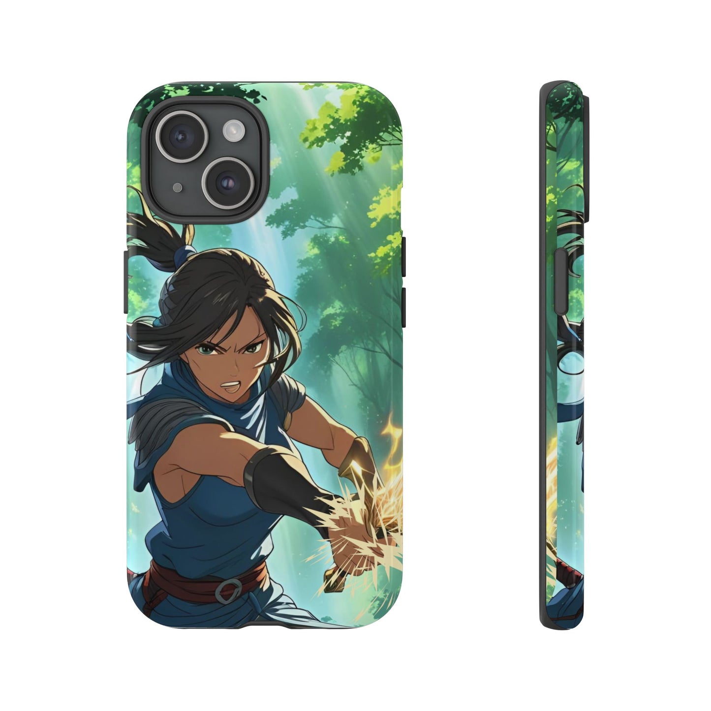 Anime Warrior Girl Tough Phone Case - Japanese Action Aesthetic, Fierce Heroine Design, Compatible with iPhone, Galaxy, and Google Phones
