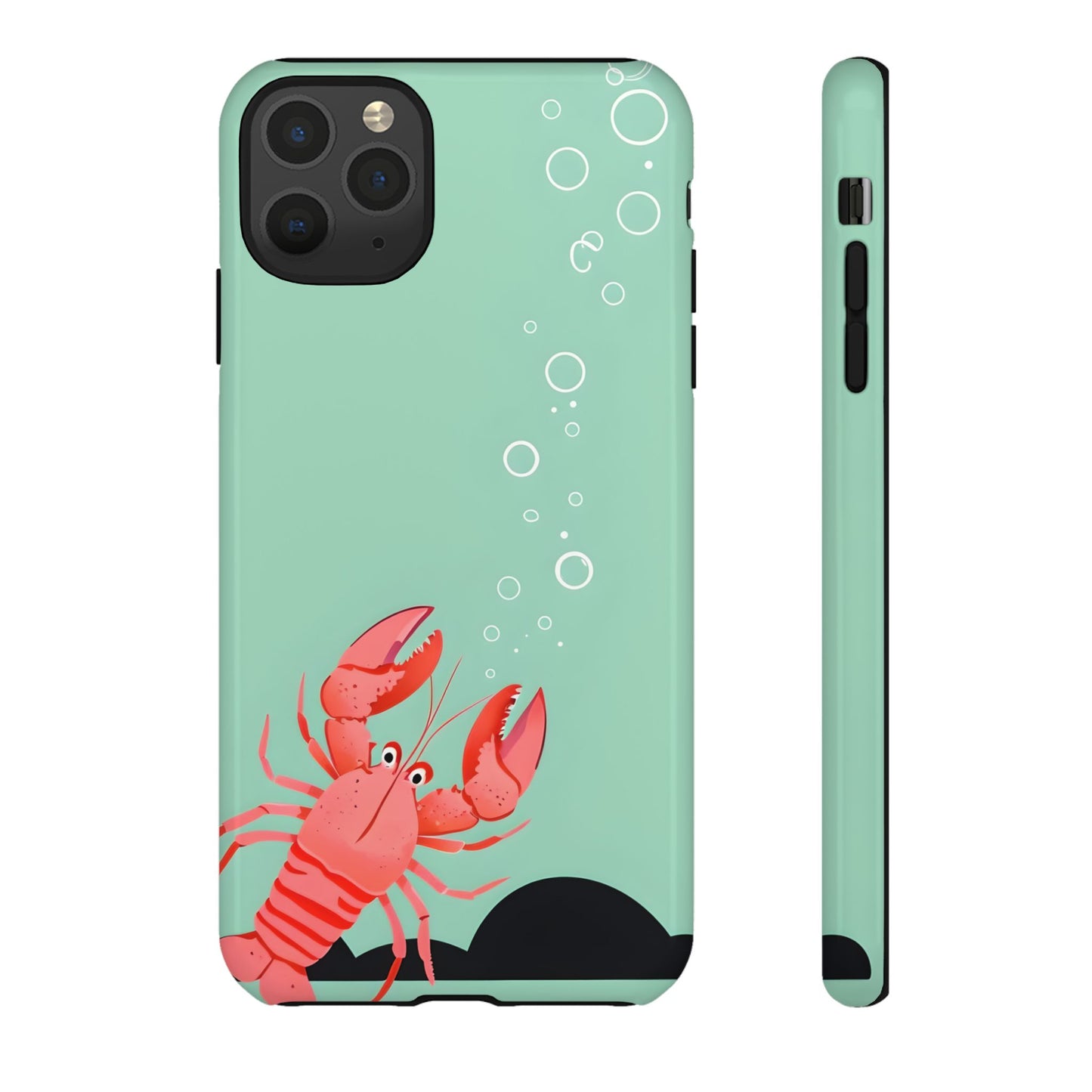 Whimsical Lobster Phone Case - Funny Sea Creature Tough Case Gift - Sea Foam Green Ocean Design - Compatible with iPhone Galaxy Google