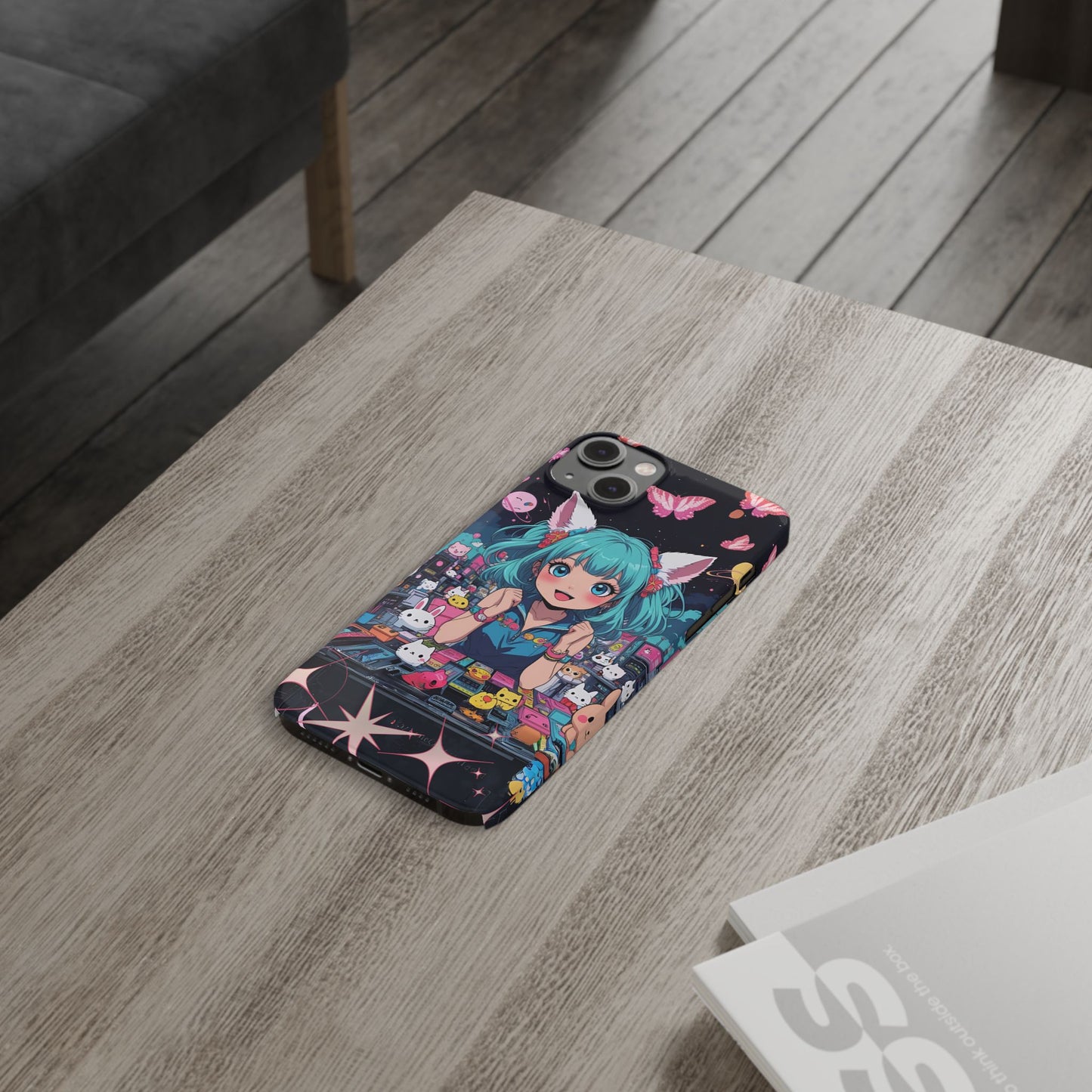 Y2K Anime Girl Slim Phone Case, Kawaii Vaporwave Style, Cute Maximalist Aesthetic, Anime Design, Slim Protection, Aesthetic Accessory