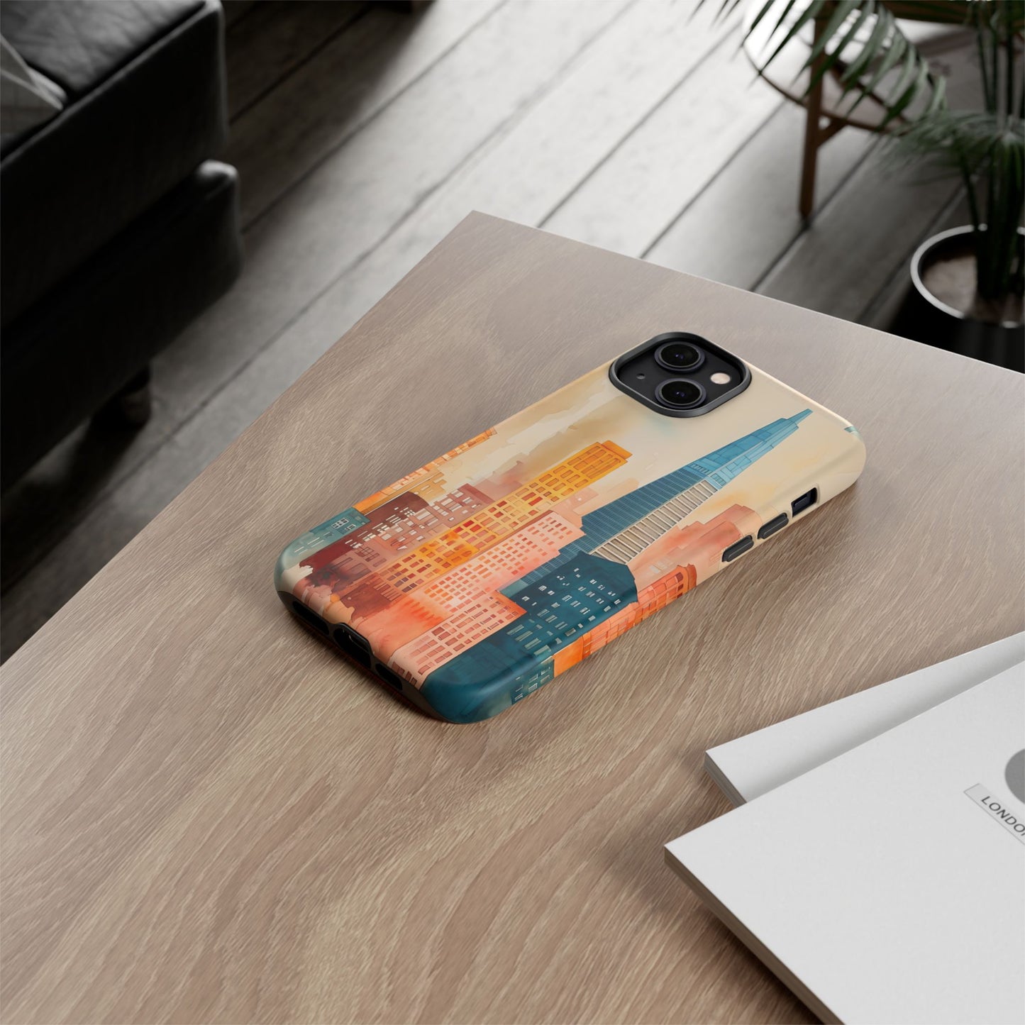 San Francisco Cityscape Tough Phone Case - Tropical Skyline Aesthetic, Sunset Beach Urban Art, Compatible with iPhone, Galaxy, and Google