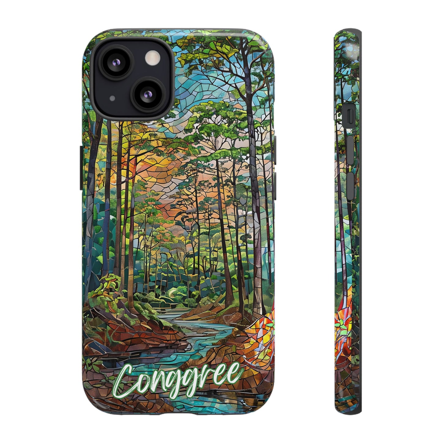 Congaree Mosaic Tough Phone Case - Lush Swamp Forest Art, Southeast Nature Aesthetic, Compatible with iPhone, Galaxy, and Google Phones