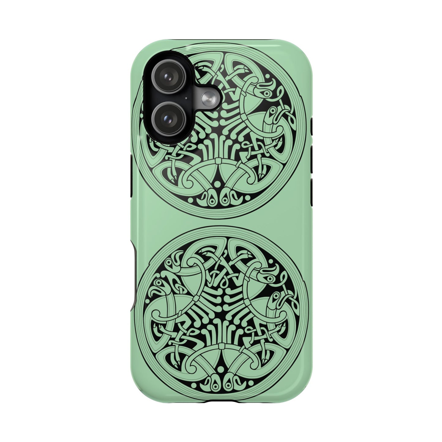 Celtic Medallion Magnetic Phone Case, Mint Green Design, St. Patrick Phone Cover Compatible with iPhone 17, 16, 15, 14, 13