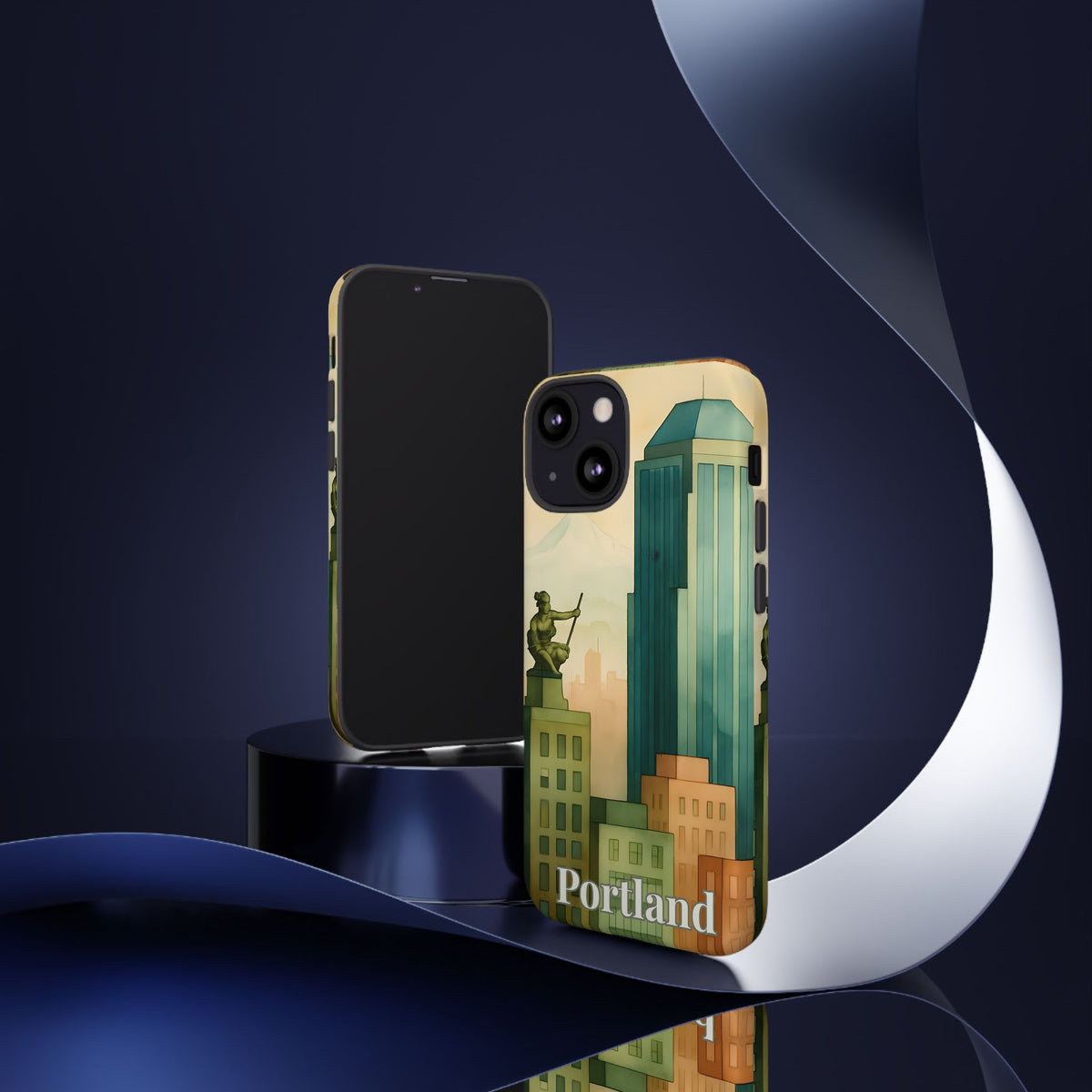 Portland Cityscape Phone Case • Urban Skyline Art Tough Case • Watercolor City Aesthetic • Gift for Travelers • Compatible with iPhone, Galaxy, Google