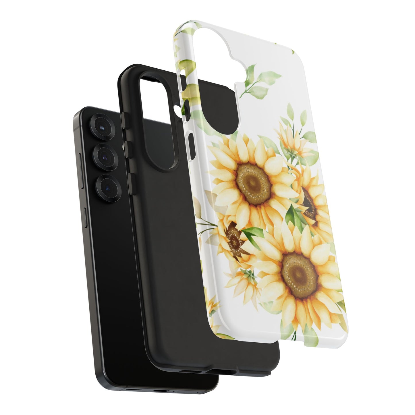 Sunflower Floral Tough Phone Case - Watercolor Botanical Art, Bright Nature Aesthetic, Compatible with iPhone, Galaxy, and Google Phones