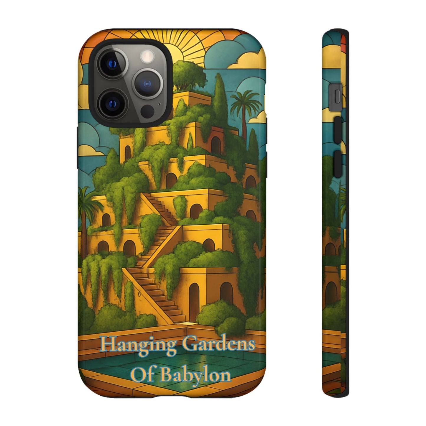 Hanging Gardens of Babylon Tough Phone Case Ancient World Wonder Art, Mythical Historic Aesthetic Compatible with iPhone, Galaxy, and Google