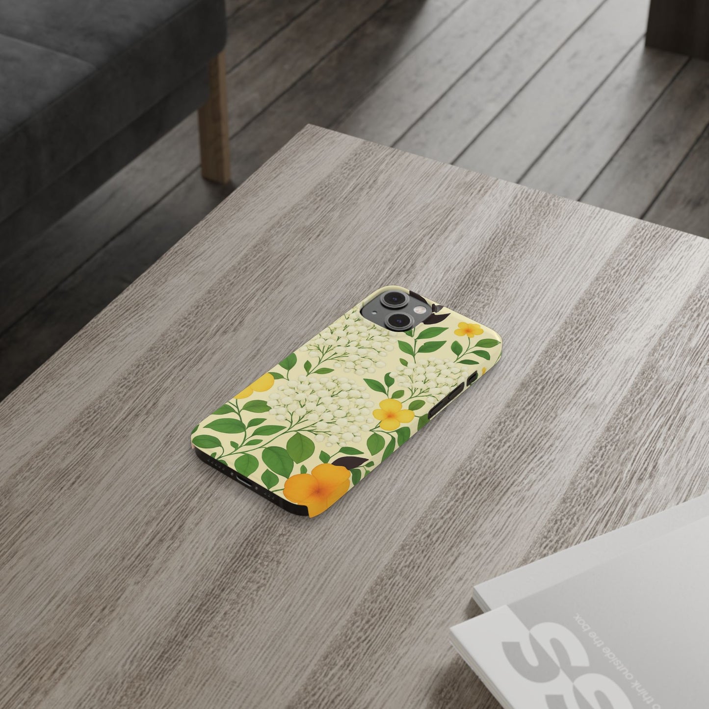 Delicate Floral Print Phone Case, Autumn Botanical Slim Phone Case, Aesthetic Flower Phone Cover Compatible with iPhone, Galaxy, Google
