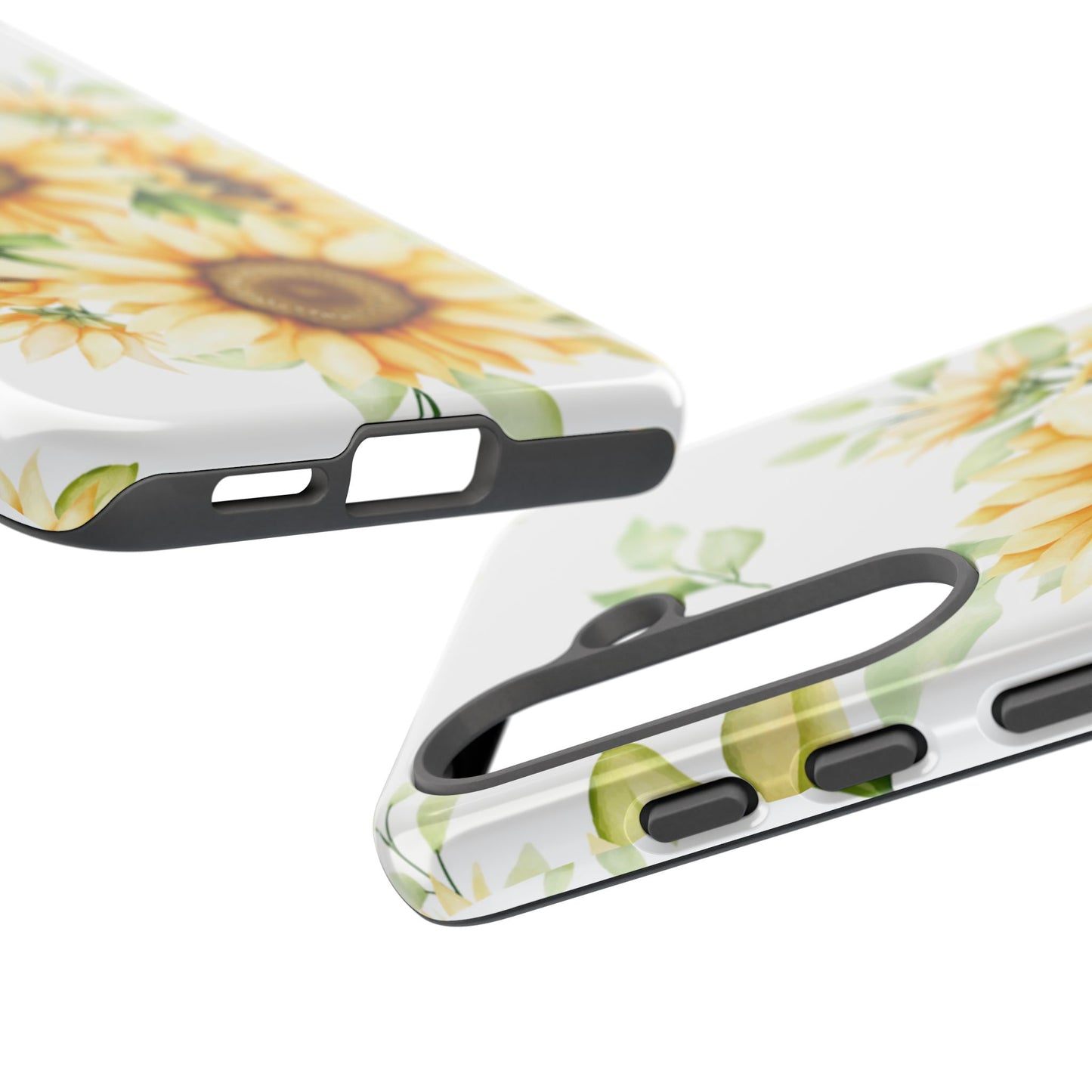 Sunflower Floral Tough Phone Case - Watercolor Botanical Art, Bright Nature Aesthetic, Compatible with iPhone, Galaxy, and Google Phones