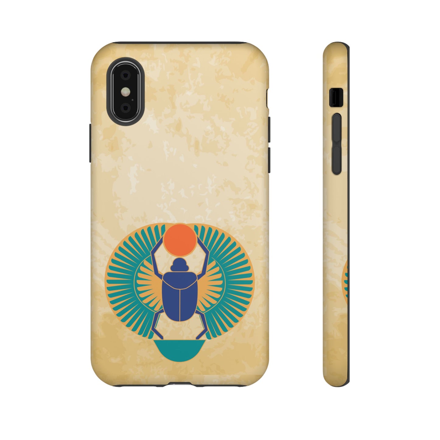 Ancient Egyptian Scarab Beetle Tough Phone Case - Symbol of Rebirth Design, Mythological Art, Compatible with iPhone, Galaxy, and Google