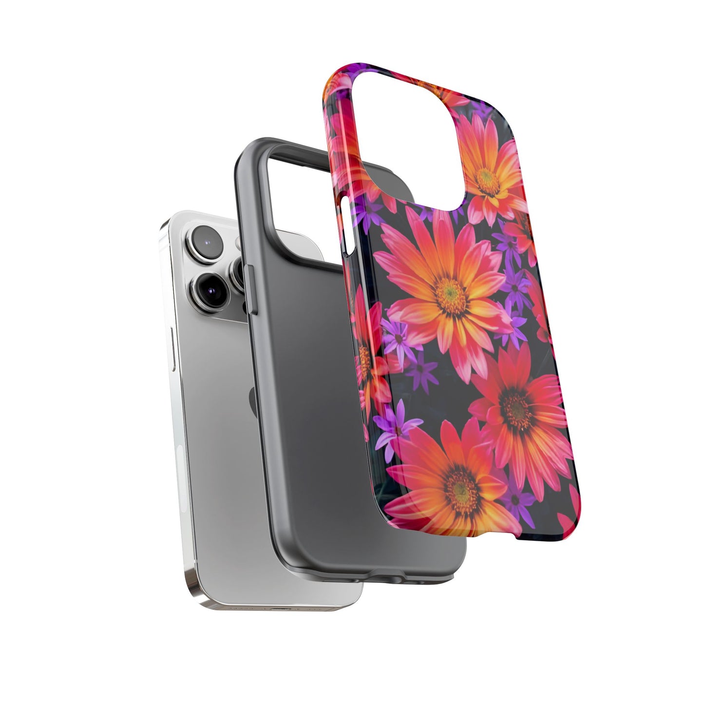 Bold Garden Flower Tough Phone Case - Colorful Floral Print, Bright Botanical Aesthetic, Compatible with iPhone, Galaxy, and Google Phones