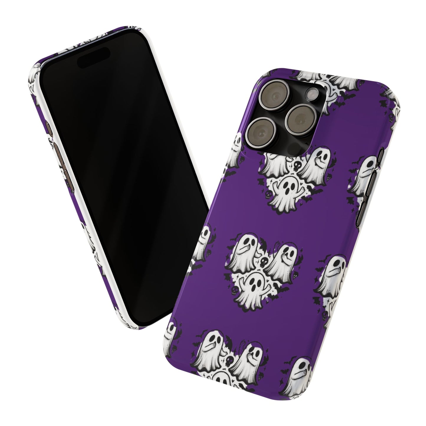 Cute Ghost Heart Slim Phone Case, Creepy Cute Spooky Heart Print, Goth Coquette Aesthetic Spooky Accessories, Halloween Gift Case