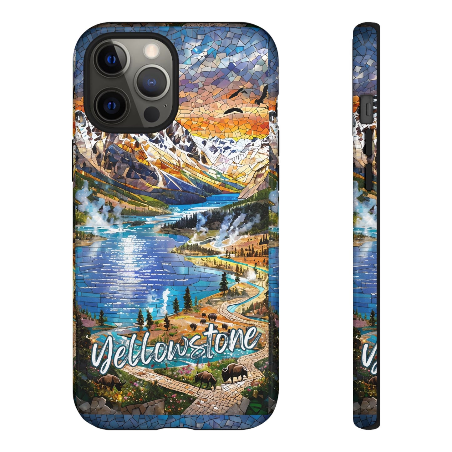 Yellowstone  National Park Phone Case, Mosaic Phone Case, Yellowstone National Park Gift, Scenic Mountains Phone Cover, Landscape Aesthetic