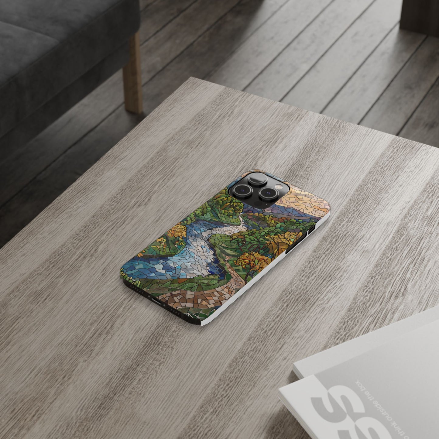 Cuyahoga Valley Mosaic Slim Phone Case, Midwest Forest Art, Scenic Nature Aesthetic, Unique Gift for Nature Lovers