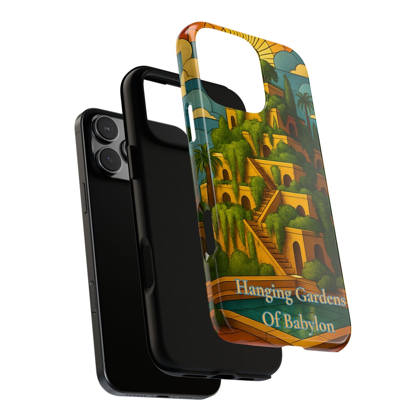 Hanging Gardens of Babylon Tough Phone Case Ancient World Wonder Art, Mythical Historic Aesthetic Compatible with iPhone, Galaxy, and Google