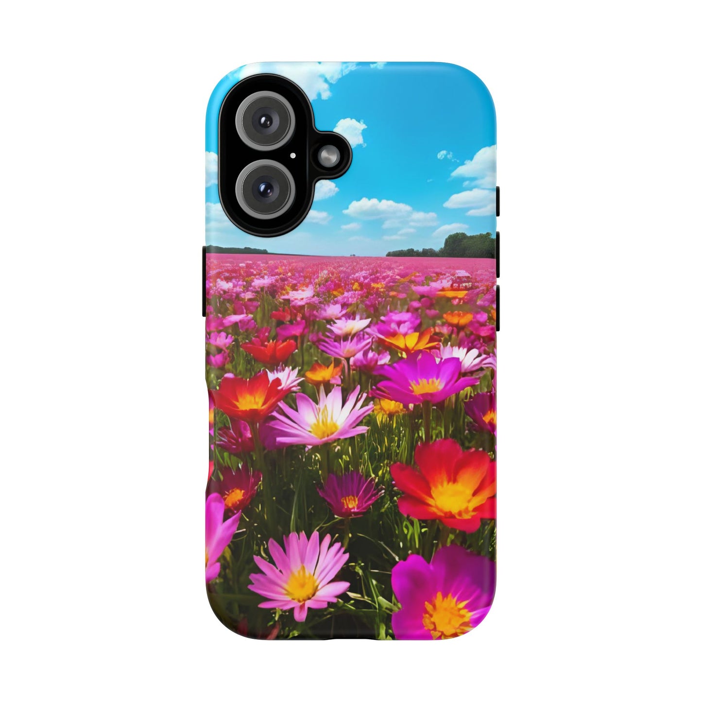 Flower Field Tough Phone Case - Wildflower Meadow Print, Colorful Nature Aesthetic, Compatible with iPhone, Galaxy, and Google Phones