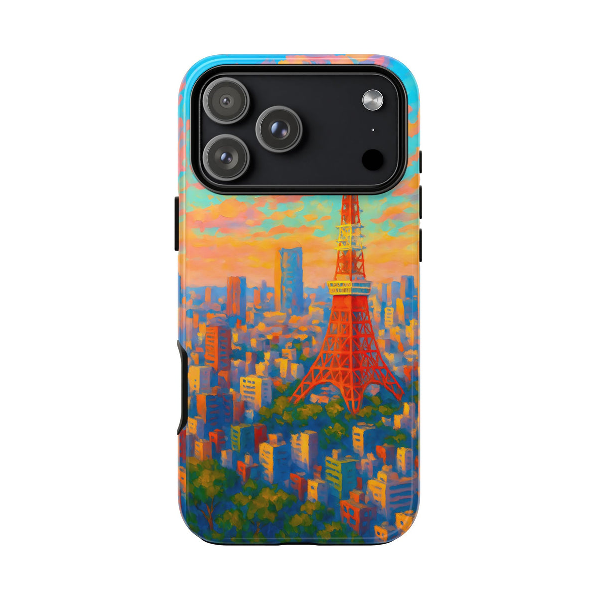 Cityscape Tough Phone Case, Tokyo Skyline Phone Cover, Sunset Glow Design Compatible with iPhone, Galaxy & Google