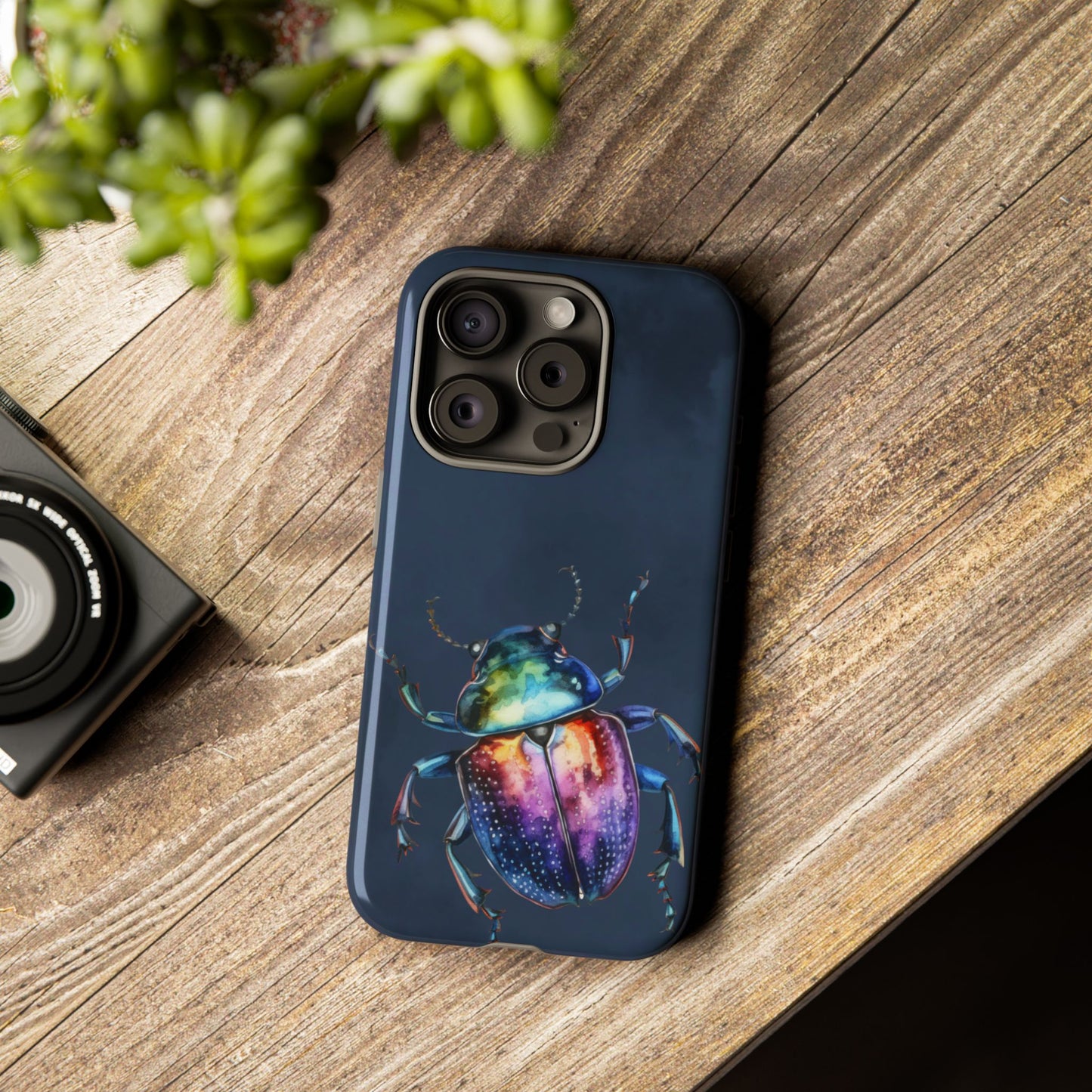 Iridescent Beetle Tough Phone Case - Insect Art Design, Nature-Inspired Pattern, Compatible with iPhone, Galaxy, and Google Phones