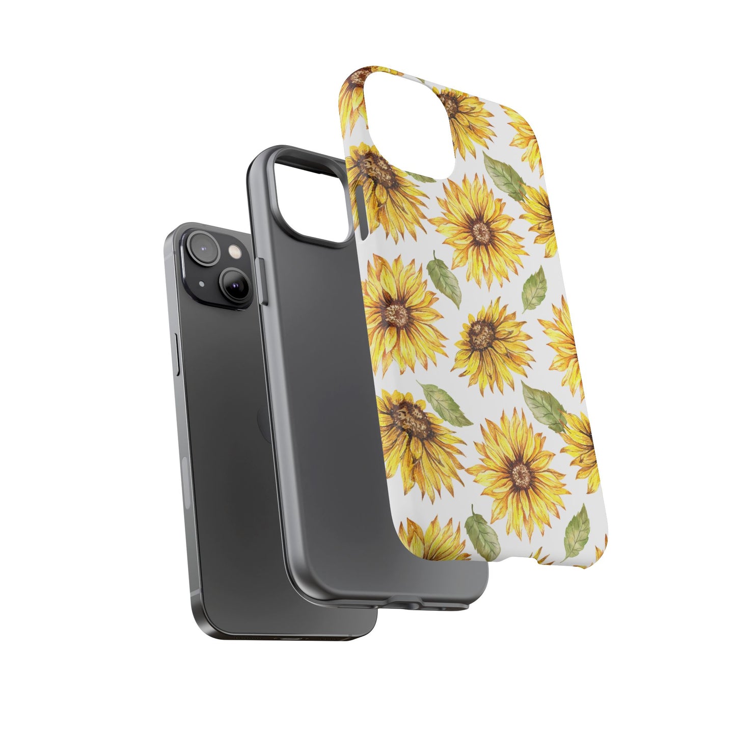 Sunflower Floral Tough Phone Case - Watercolor Botanical Print, Bright Nature Aesthetic, Compatible with iPhone, Galaxy, and Google Phones