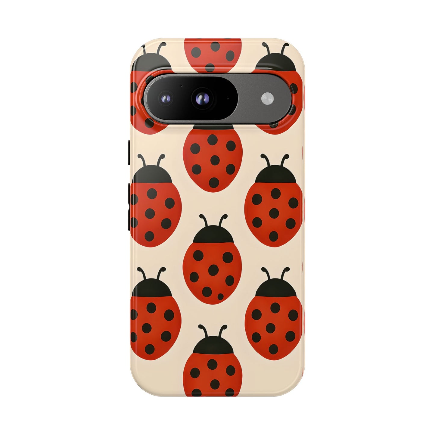 Cute Ladybug Tough Phone Case - Red and Black Insect Pattern, Nature-Inspired Design, Compatible with iPhone, Galaxy, and Google Phones