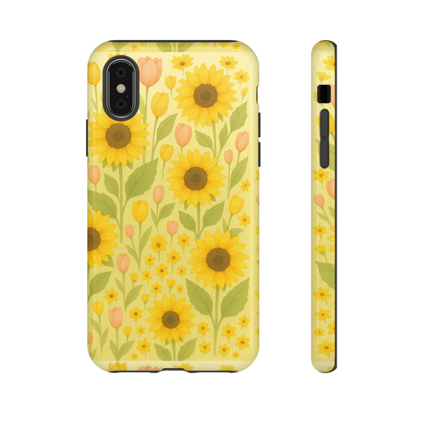 Sunflower Floral Phone Case, Watercolor Botanical Print, Aesthetic Tough Phone Case, Compatible with iPhone, Galaxy, Google