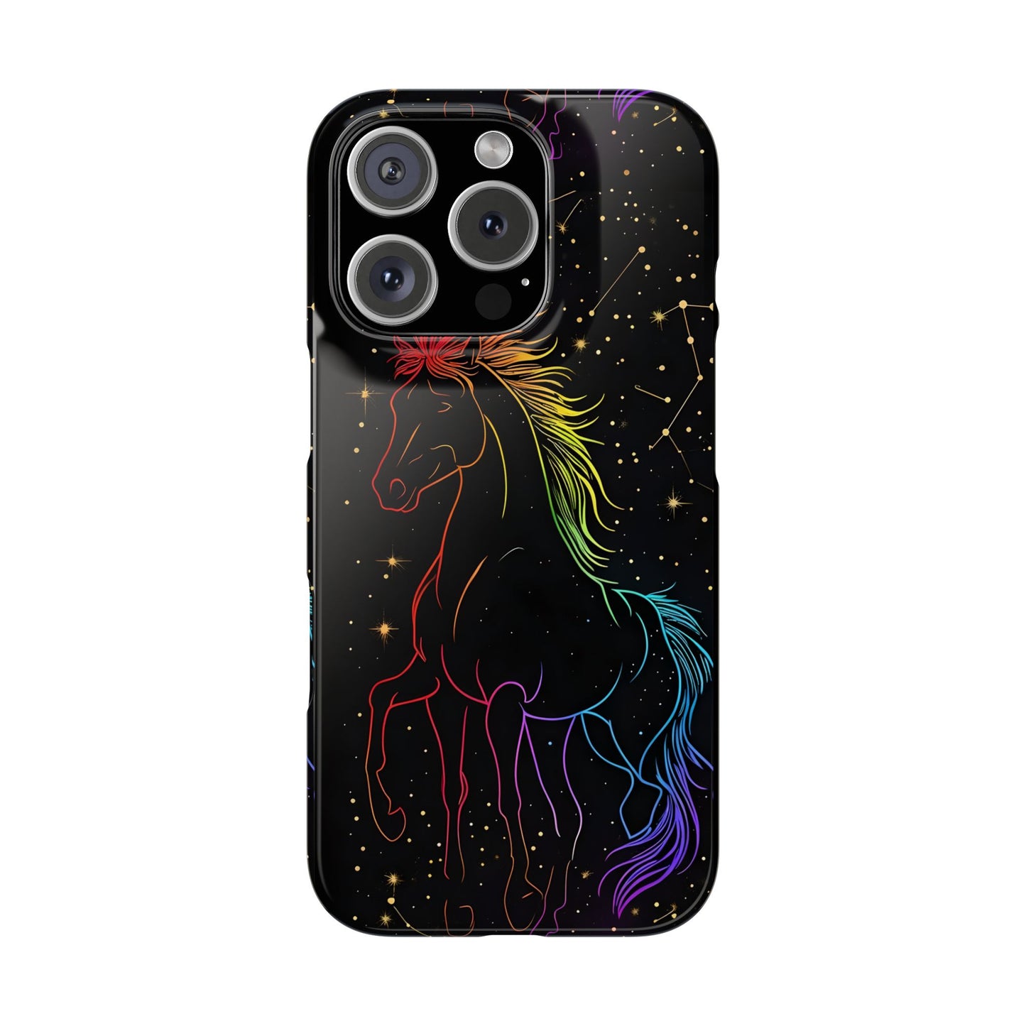 Year of the Horse Neon Art Slim Phone Case, Chinese Zodiac 2026 Design, compatible with iPhone 17 16 15 14 13 12 11