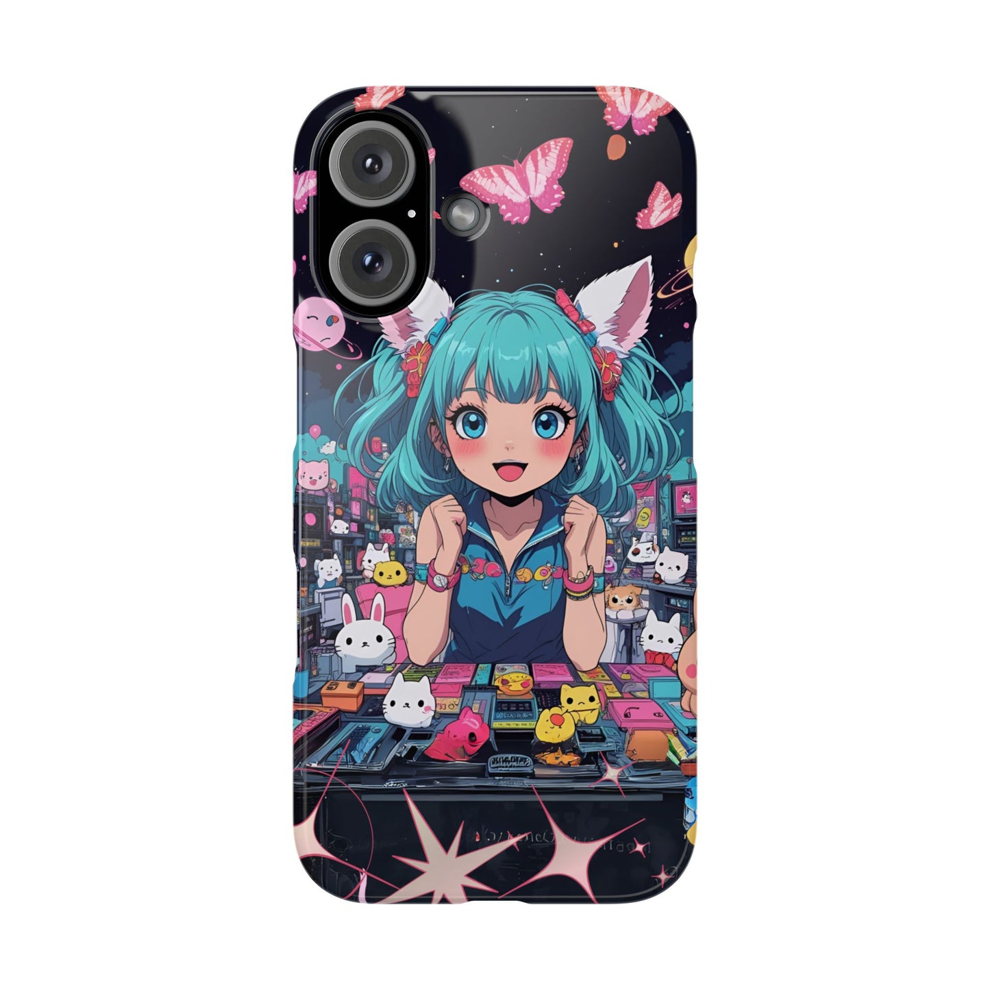 Y2K Anime Girl Slim Phone Case, Kawaii Vaporwave Style, Cute Maximalist Aesthetic, Anime Design, Slim Protection, Aesthetic Accessory