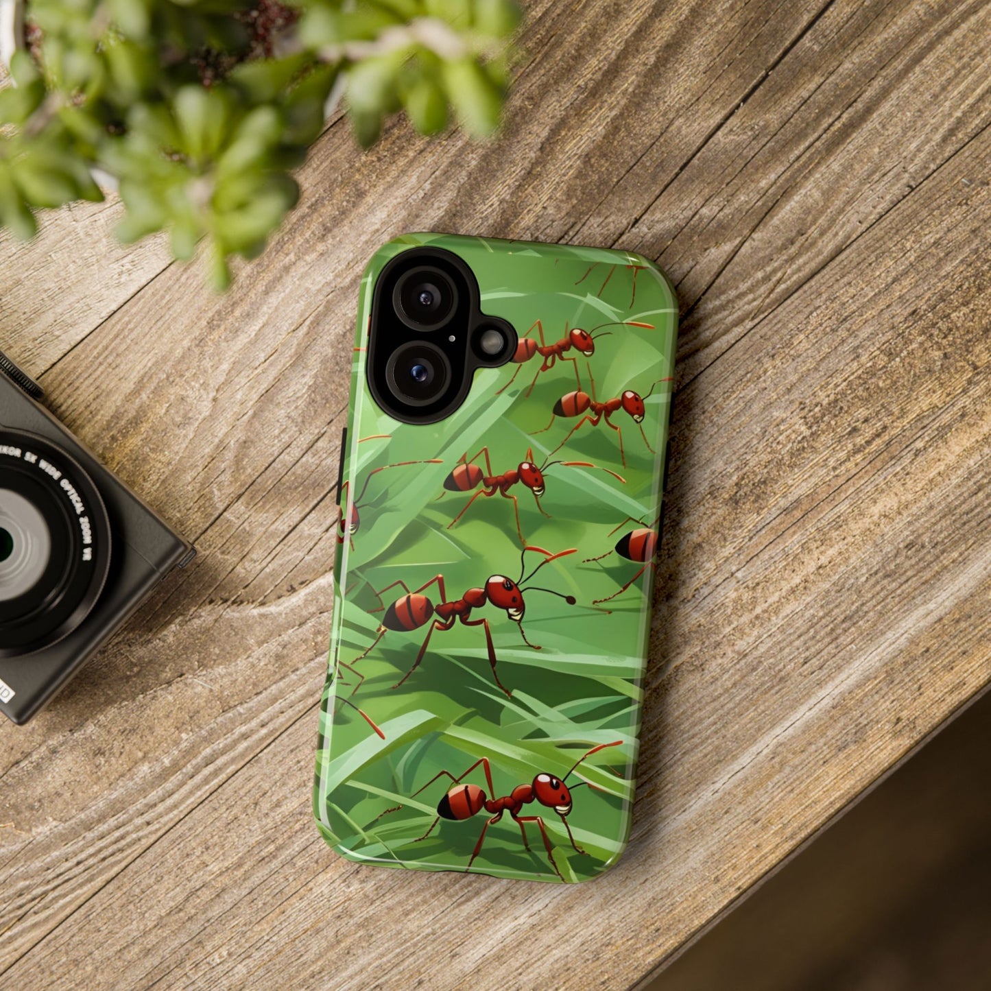 Marching Ant Pattern Tough Phone Case - Realistic Insect Art, Minimalist Nature Aesthetic, Compatible with iPhone, Galaxy, and Google Phones