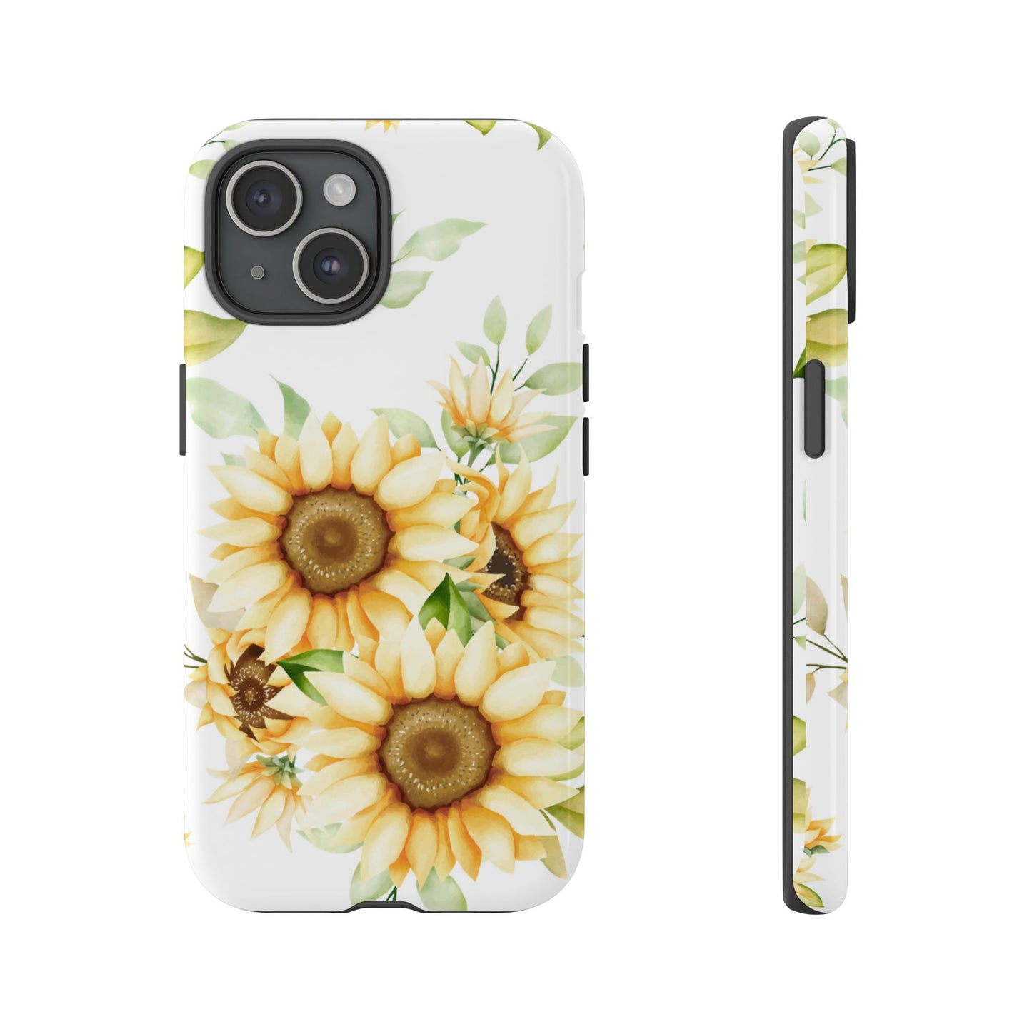 Sunflower Floral Tough Phone Case - Watercolor Botanical Art, Bright Nature Aesthetic, Compatible with iPhone, Galaxy, and Google Phones
