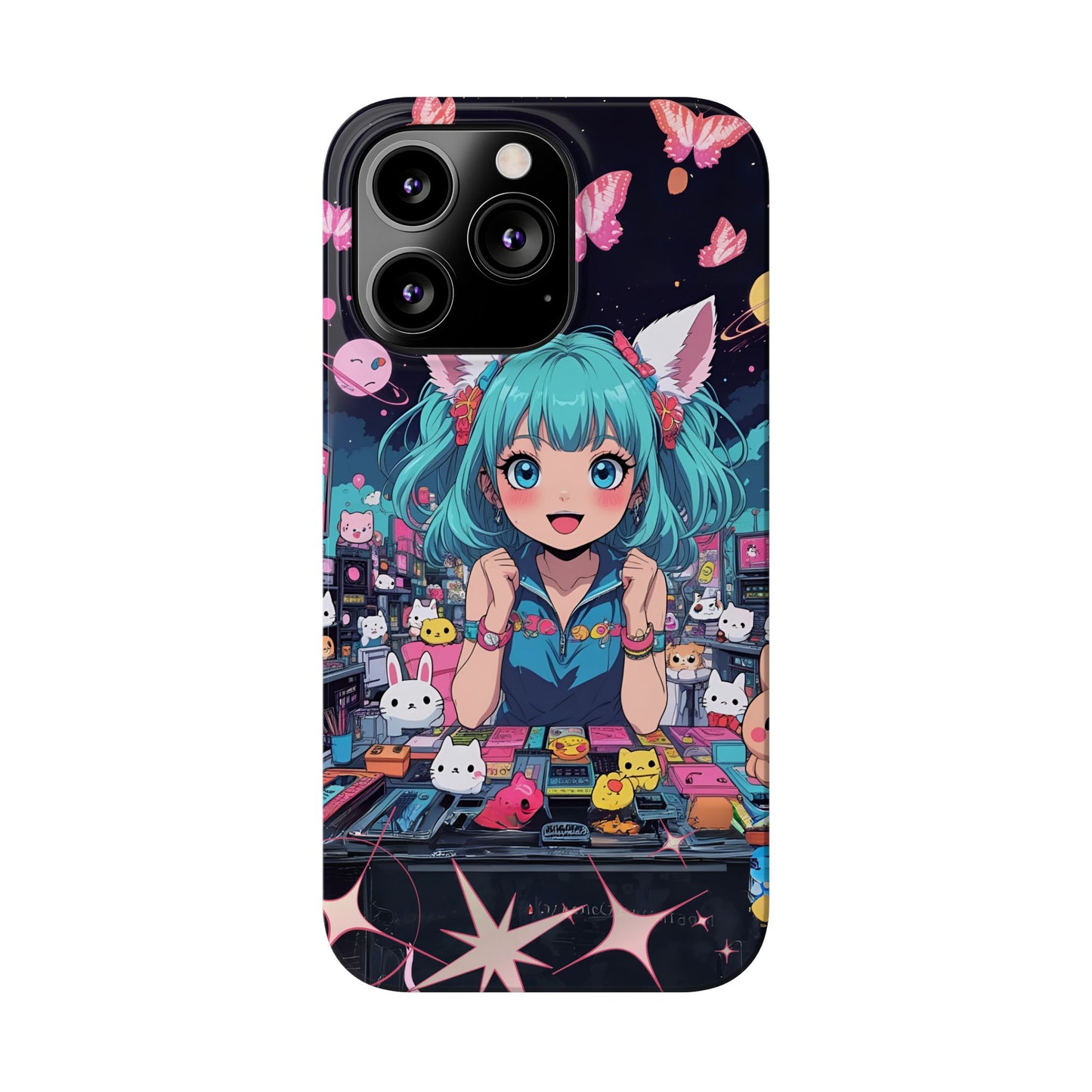 Y2K Anime Girl Slim Phone Case, Kawaii Vaporwave Style, Cute Maximalist Aesthetic, Anime Design, Slim Protection, Aesthetic Accessory