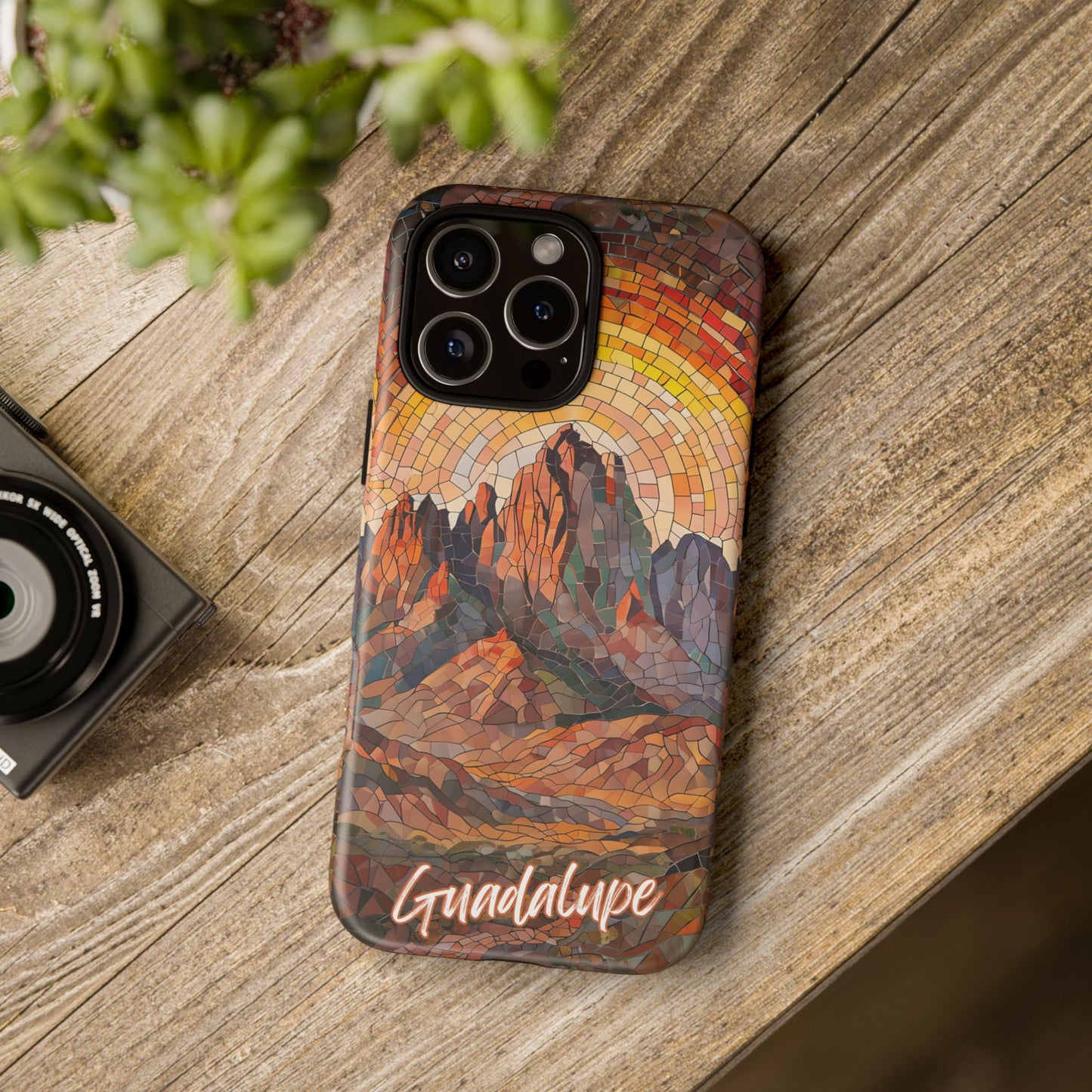 Guadalupe Mountains Mosaic Tough Phone Case, Scenic Mountain Art, National Park Aesthetic, Compatible with iPhone, Galaxy, and Google Phones