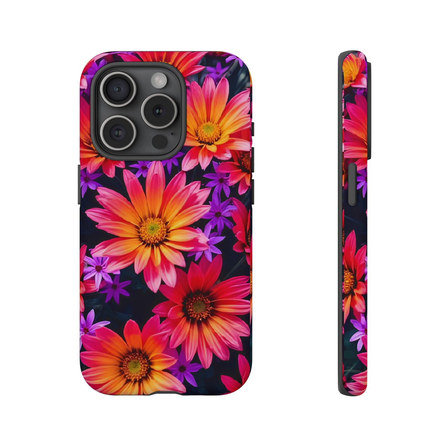 Bold Garden Flower Tough Phone Case - Colorful Floral Print, Bright Botanical Aesthetic, Compatible with iPhone, Galaxy, and Google Phones