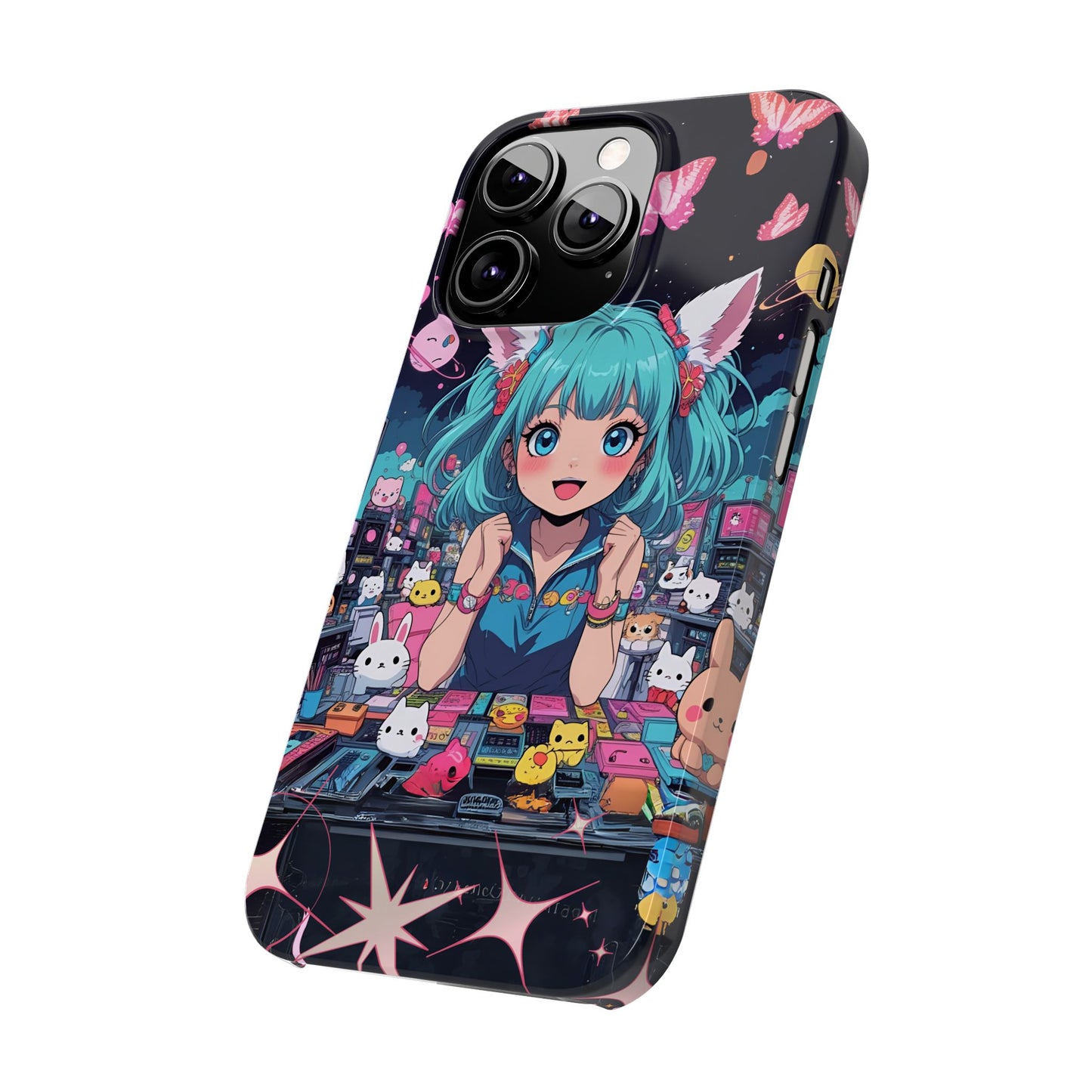Y2K Anime Girl Slim Phone Case, Kawaii Vaporwave Style, Cute Maximalist Aesthetic, Anime Design, Slim Protection, Aesthetic Accessory