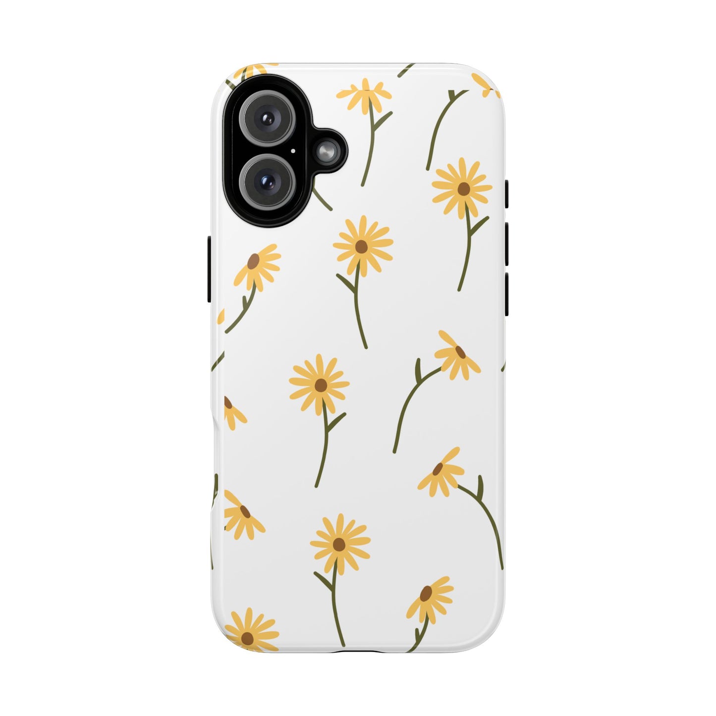 Sunflower Floral Tough Phone Case - Minimal Daisy-Inspired Print, Simple Botanical Aesthetic, Compatible with iPhone, Galaxy, and Google