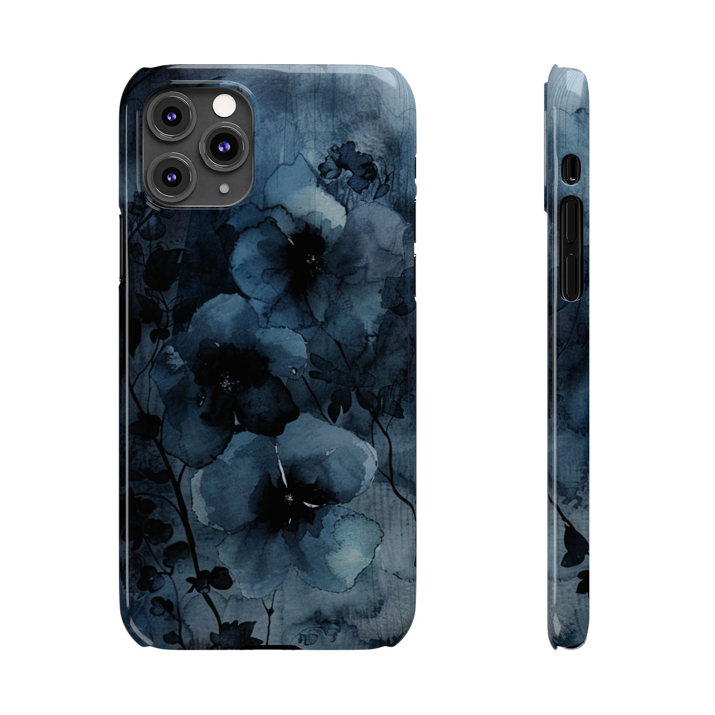 Elegant Floral Slim Phone Cases | Trendy Phone Cover, Blue Flower Design, Gift for Her, Stylish Mobile Case, Floral Accessories
