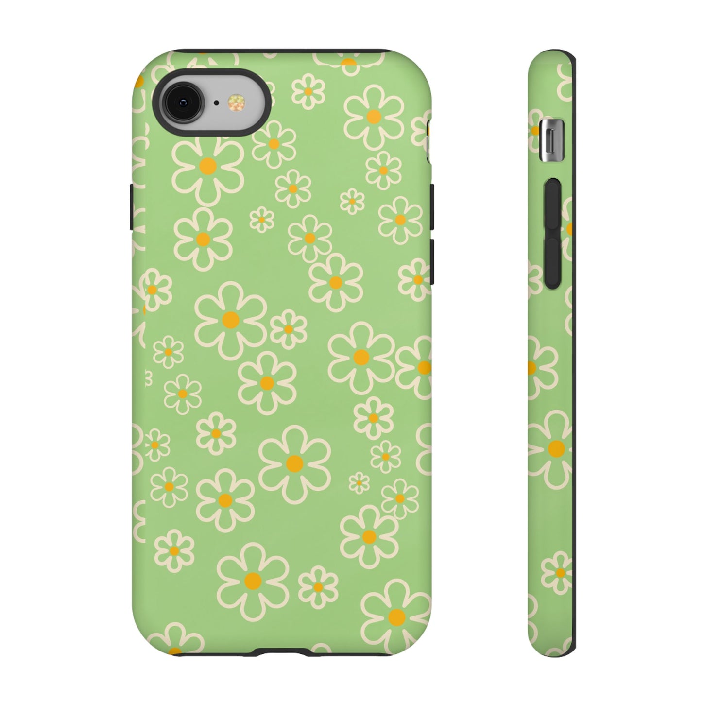 Minimal Daisy Flower Tough Phone Case - Retro Coquette Floral Print, Cute Soft Aesthetic, Compatible with iPhone, Galaxy, and Google Phones