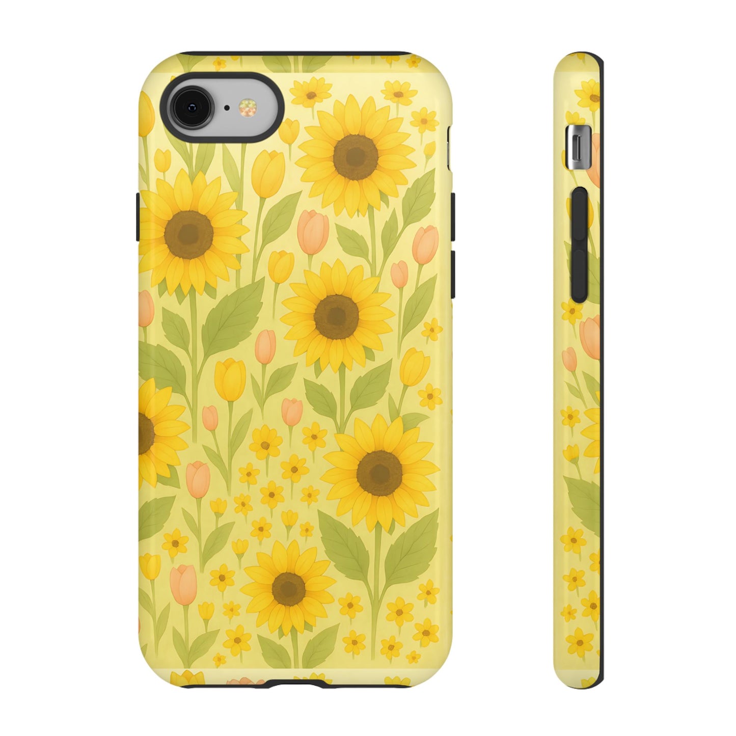 Sunflower Floral Phone Case, Watercolor Botanical Print, Aesthetic Tough Phone Case, Compatible with iPhone, Galaxy, Google