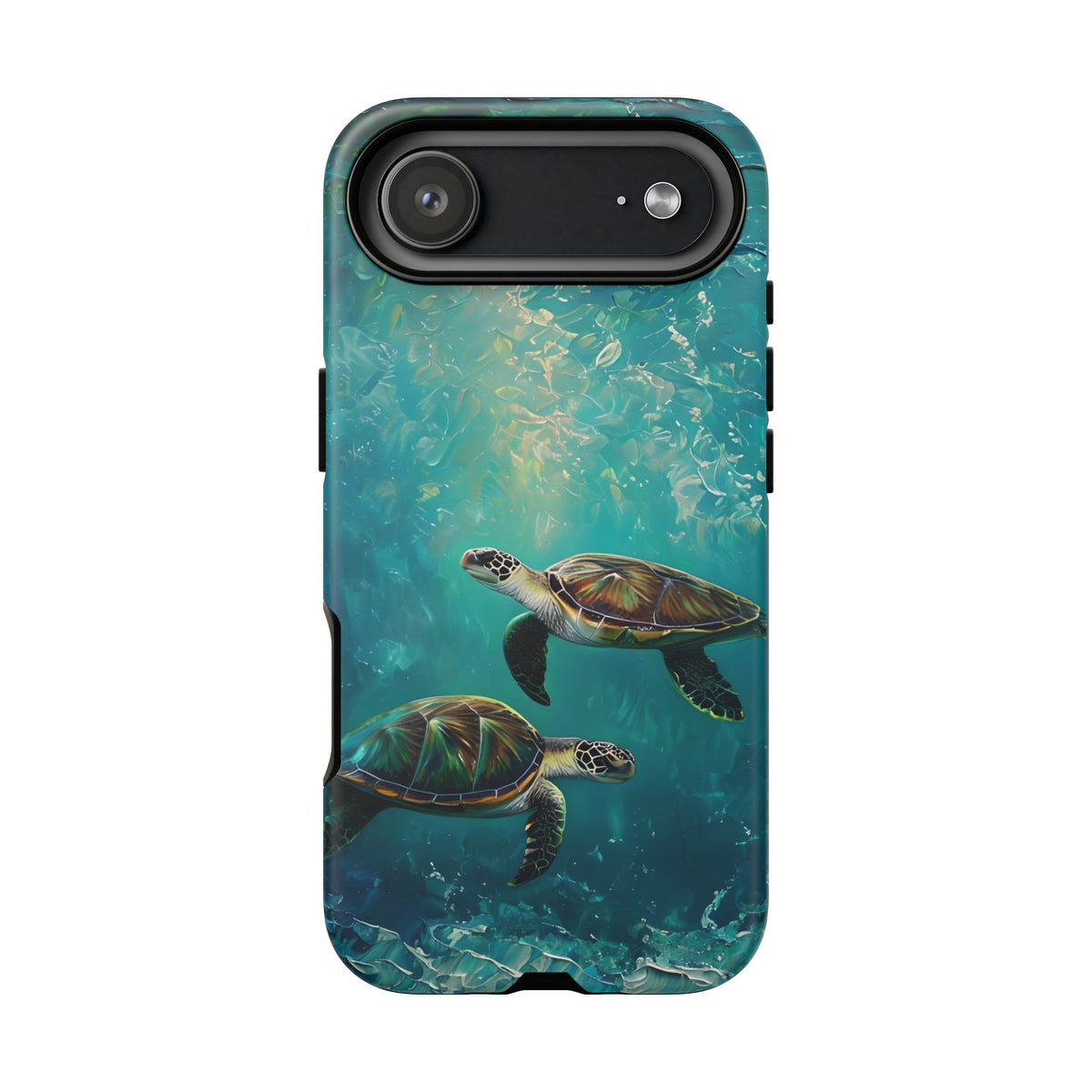 Sea Turtle Tough Phone Case, Ocean Scenery, Oil Painting, Marine Life Compatible with iPhone 17, 16, 15, 14, 13, Galaxy, Google