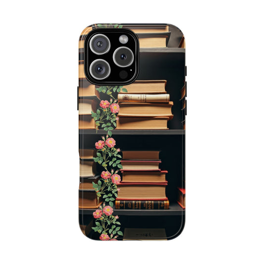 Book Lover Phone Case, Romance Book Aesthetic, Floral Bookshelf Phone Cover, Cottagecore Reading Gift, Bookish Girl Accessory, Literary Girl