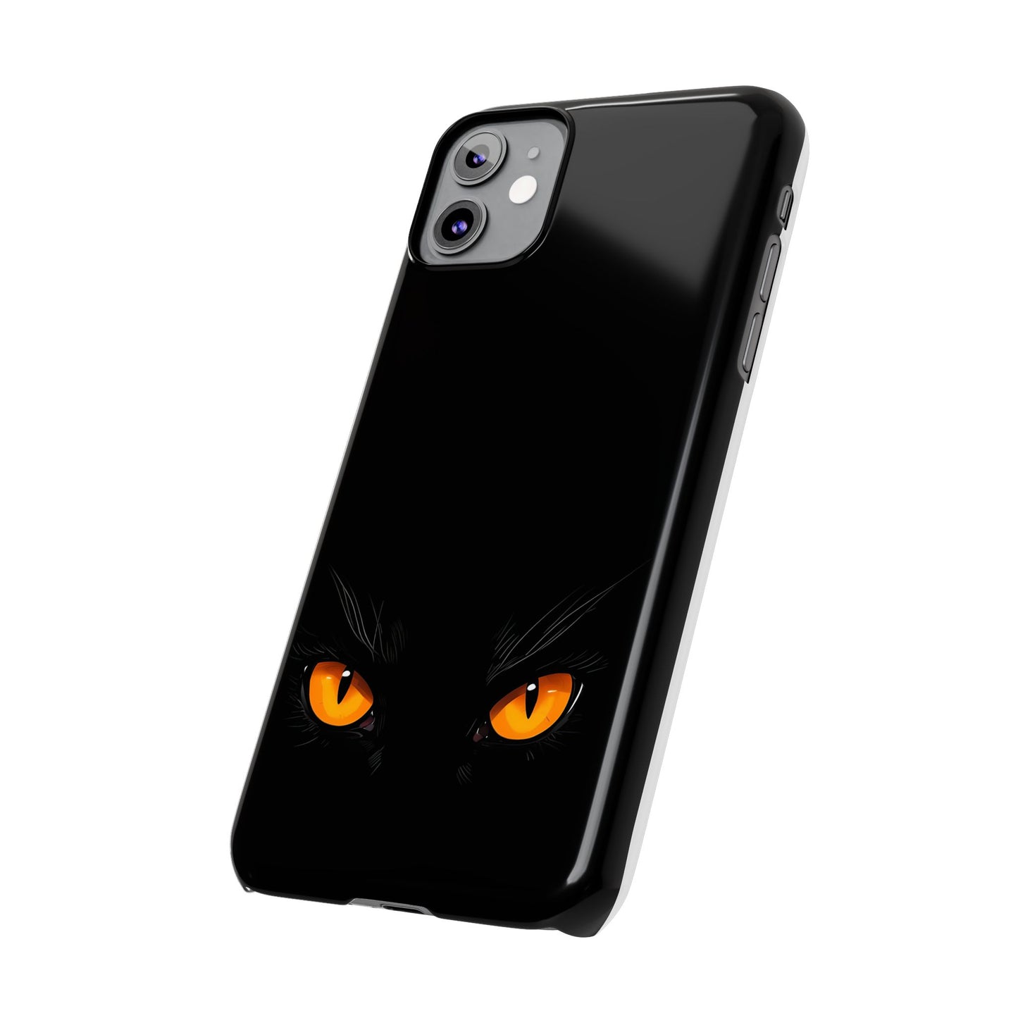 Black Cat Slim Phone Case - Gothic Halloween Aesthetic, Subtle Spookycore Aesthetic, Compatible with iPhone, Galaxy, and Google Phones