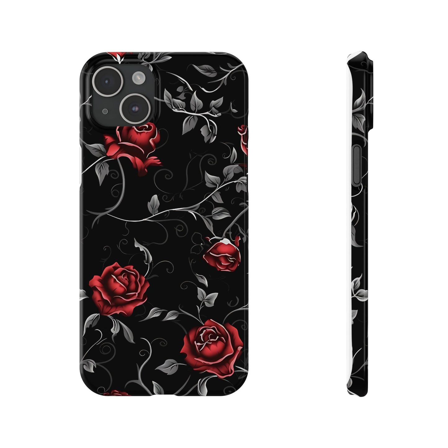 Elegant Floral Slim Phone Cases, Gothic Style Case, Rose Design Cover, Unique Gift for Her, Phone Accessories, Modern Chic