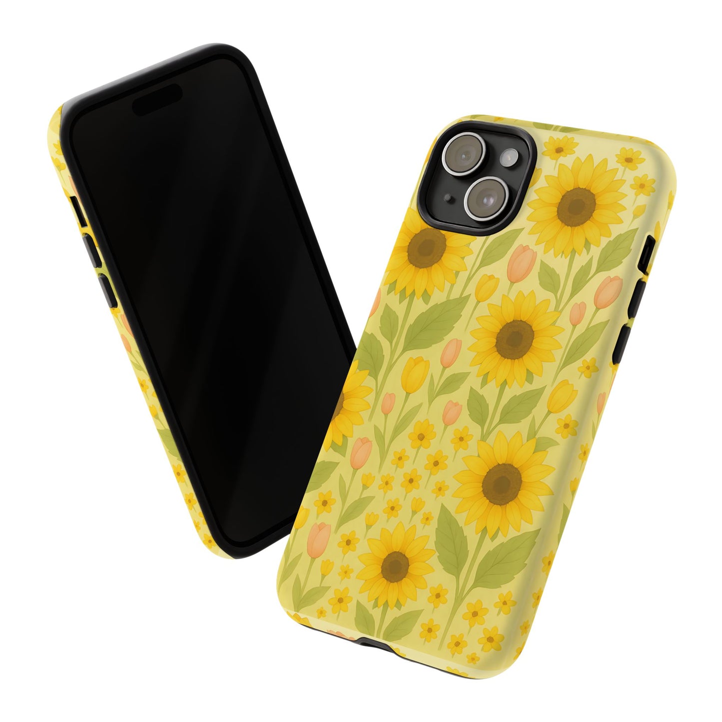 Sunflower Floral Phone Case, Watercolor Botanical Print, Aesthetic Tough Phone Case, Compatible with iPhone, Galaxy, Google